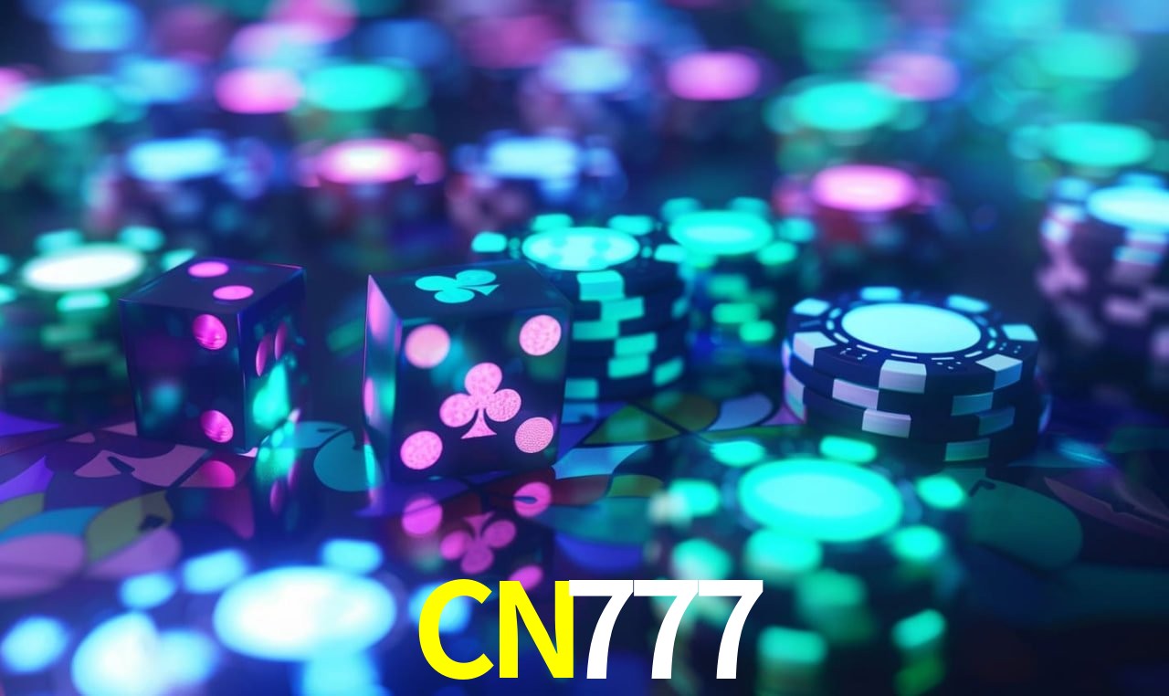 Escena dinámica inspirada en casino con iluminación CN777, cartas, fichas e íconos de juegos digitales en un espacio moderno de juegos.